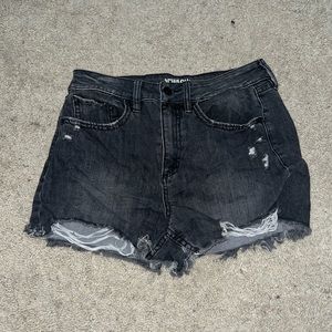 black denim shorts